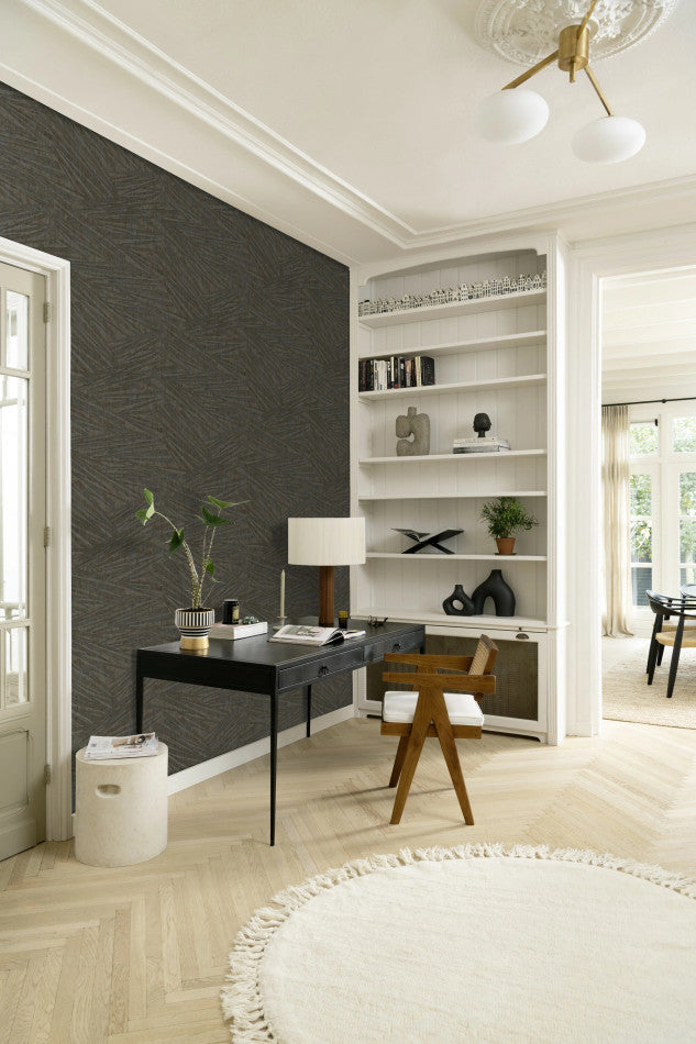 Sky Lounge Abstract Wallpaper in Petrol, Beige, Grey and Gold